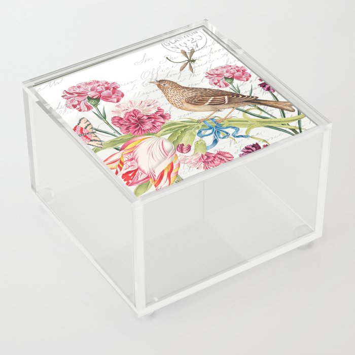 Bird and carnations Acrylic Box