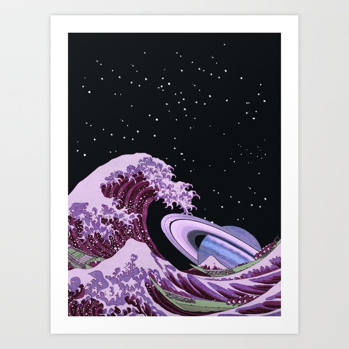 The Great Space Wave - Space Aesthetic, Retro Futurism, Sci Fi Art Print