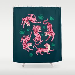 Night Race: Pink Tiger Edition Shower Curtain