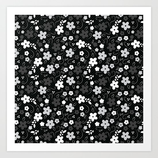 Black & White Floral Art Print
