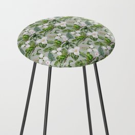 Tropical Flowers Parrots Foliage Pattern Counter Stool
