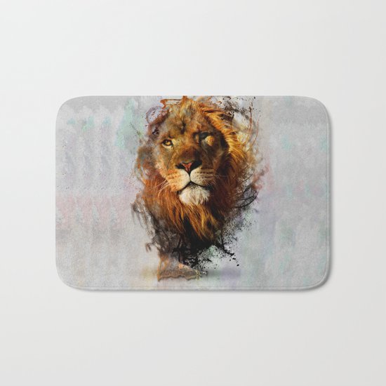 Water Color Splash Lion Bath Mat