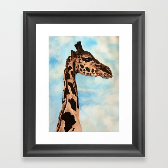 Giraffe with African Continent Spot Framed Art Print