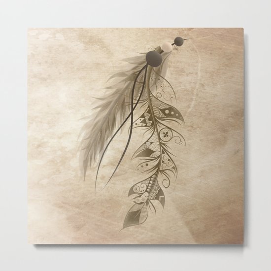 Bohemian Feather Metal Print