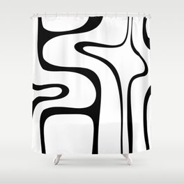 Copacetic Retro Abstract Pattern Black and White Shower Curtain
