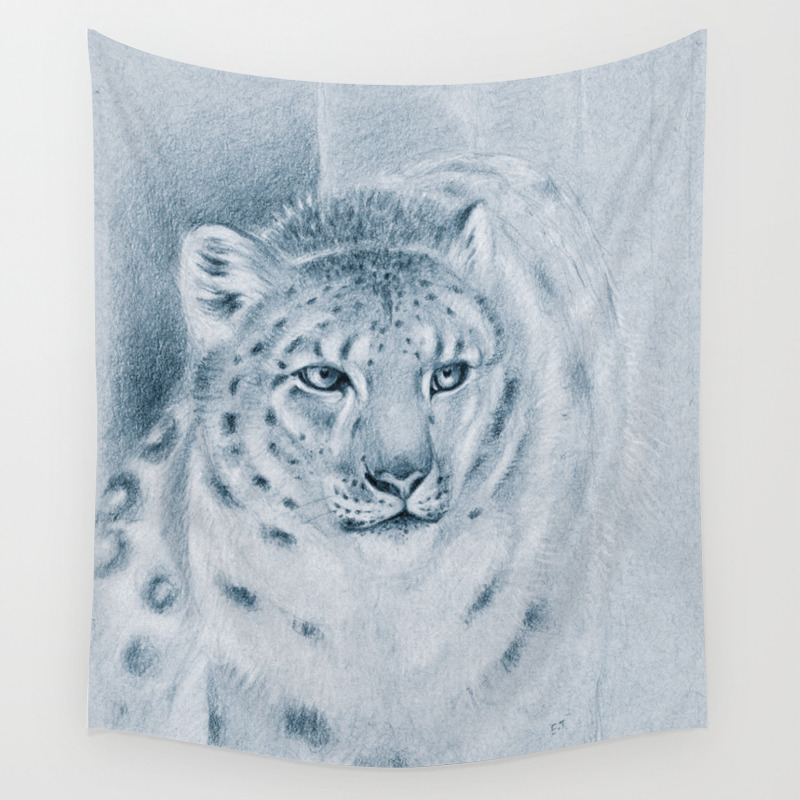 Designart TAP13144-68-80  Ferocious Snow Leopard Face Animal Blanket Décor Art for Home and Office Wall Tapestry XX-Large 68 x 80 