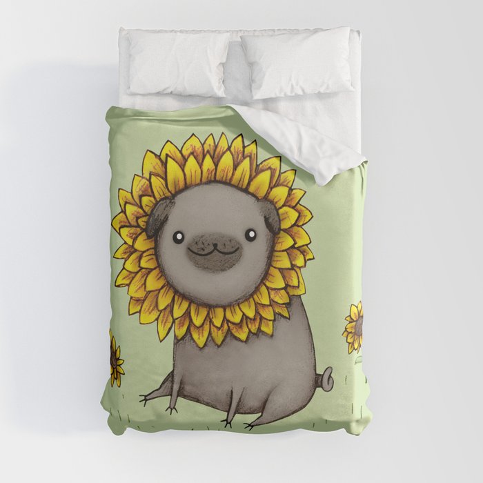 Pugflower Duvet Cover