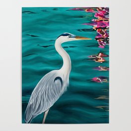 Blue Heron Painting by Ashley Lane Poster