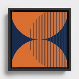 Abstraction Shapes 111 in Navy Blue Orange Yellow (Moon Phase Abstract)  Framed Canvas