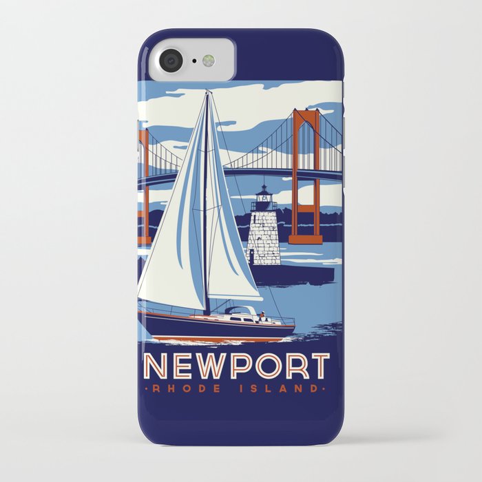 Newport Rhode Island Sailboat Lighthouse Retro Vintage nautical  iPhone Case