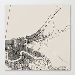 New Orleans USA - Black and White City Map Canvas Print