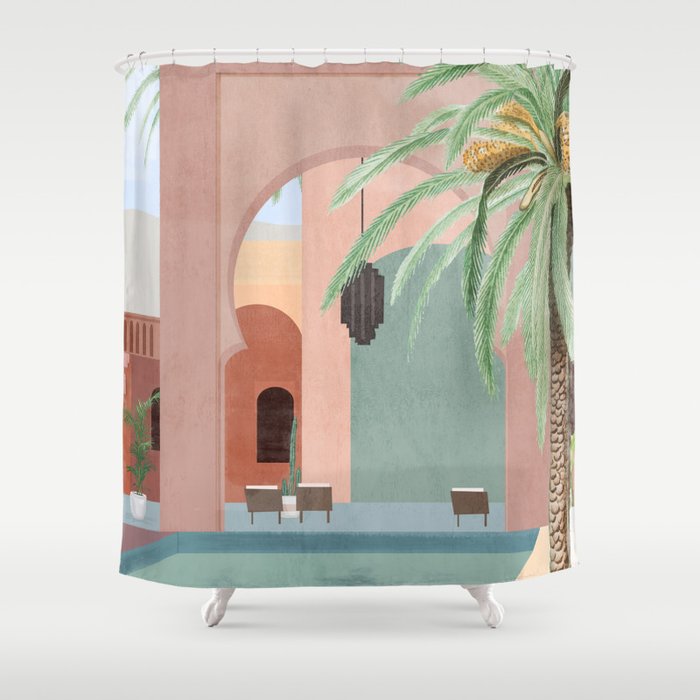 Moroccan Pool Shower Curtain