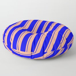 [ Thumbnail: Light Salmon and Blue Colored Stripes Pattern Floor Pillow ]