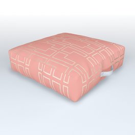 Simply Mid-Century in White Gold Sands on Salmon Pink Outdoor Floor Cushion | Graphicdesign, Deco, Art, 1950S, Yellow, Modern, Pink, Rectangle, Rectangular, Coral 