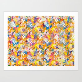 Abstract Floral Pattern No. 2 in Mustard  Art Print