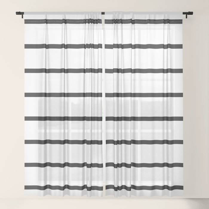 Horizontal Lines (Black & White Pattern) Sheer Curtain by LXLBX8 Society6