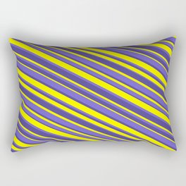 [ Thumbnail: Yellow, Slate Blue, and Dark Slate Blue Colored Lined/Striped Pattern Rectangular Pillow ]