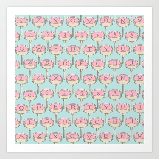 Infinite Typewriter_Blue Sky and Pink Art Print
