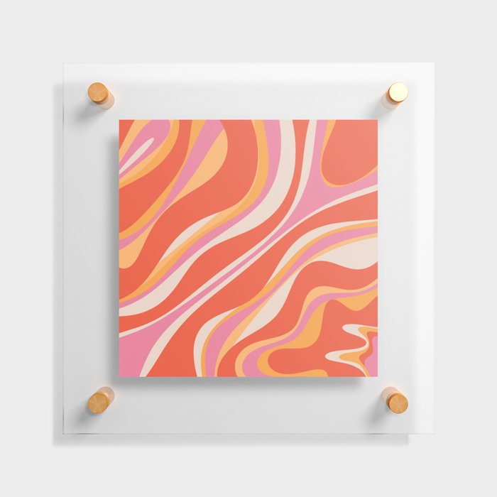 Trippy Dream Abstract Pattern in Retro Pink and Orange Floating Acrylic Print