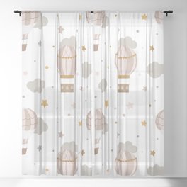 Nursery Hot Air Ballons Sheer Curtain