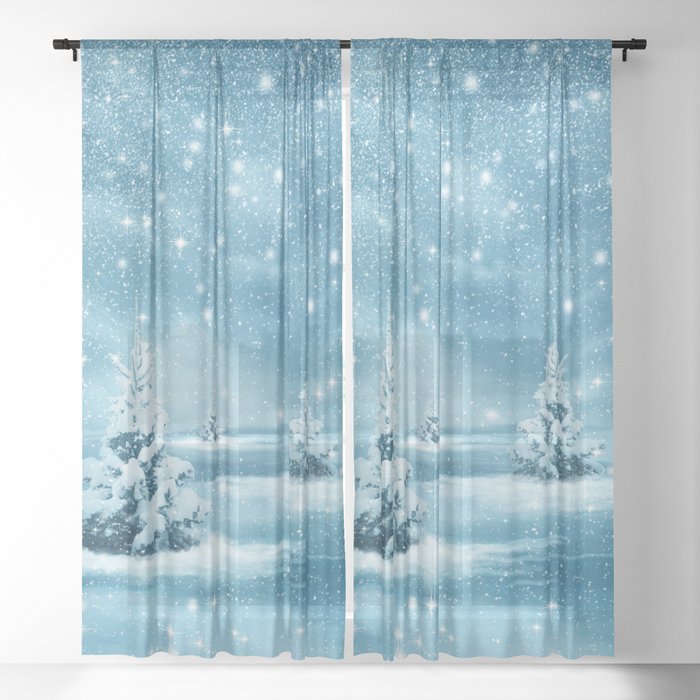 Christmas Winter Wonderland Snow Night Sheer Curtain By Shirtsandgifts Society6