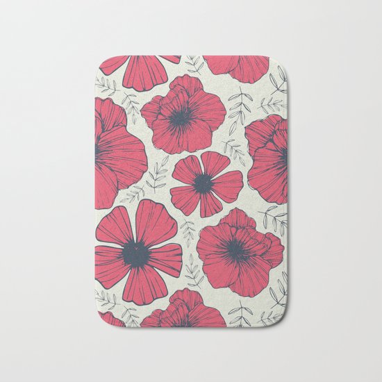 Raspberry Flowers Bath Mat