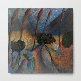 Die Blaue Reiterin - The Star-crossed Lovers landscape painting by Marianne Von Werefkin Metal Print | Paris, Malibu, Romantic, Magicalrealism, Losangeles, California, Italy, Night, Tuscany, Painting 