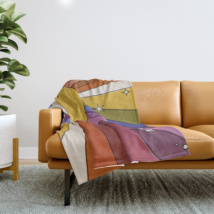 The Sun and the Moon - retro abstract Throw Blanket