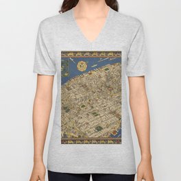 A map of the wondrous isle of Manhattan.-vintage pictorial map V Neck T Shirt