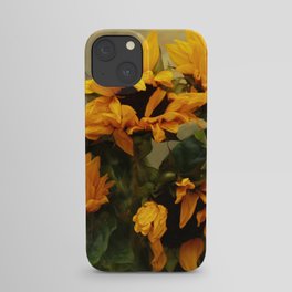 Bouquet of summer Tuscany sunflowers in a vase still life portrait painting iPhone Case