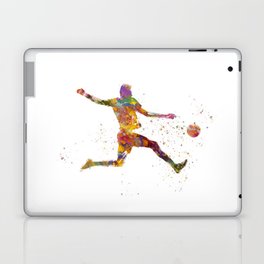 Soccer player in watercolor Laptop Skin