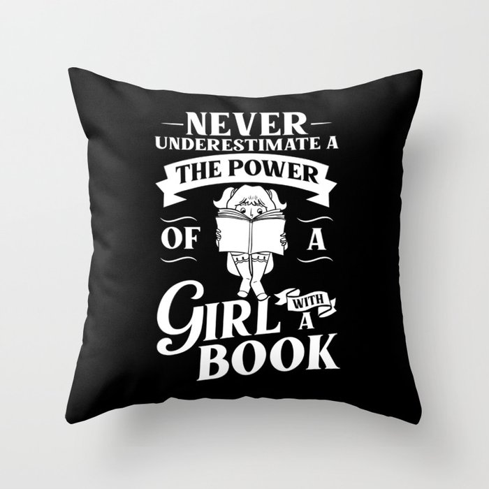 Book Girl Reading Women Bookworm Librarian Reader Throw Pillow