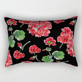 Red Geranium with black background Rectangular Pillow