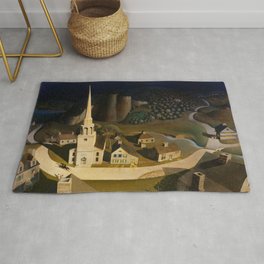 Grant Wood's The Midnight Ride of Paul Revere Rug | Masterpiece, Painting, Artwork, Famous, Artist, Beautiful, Museum, Classic, Vintage 