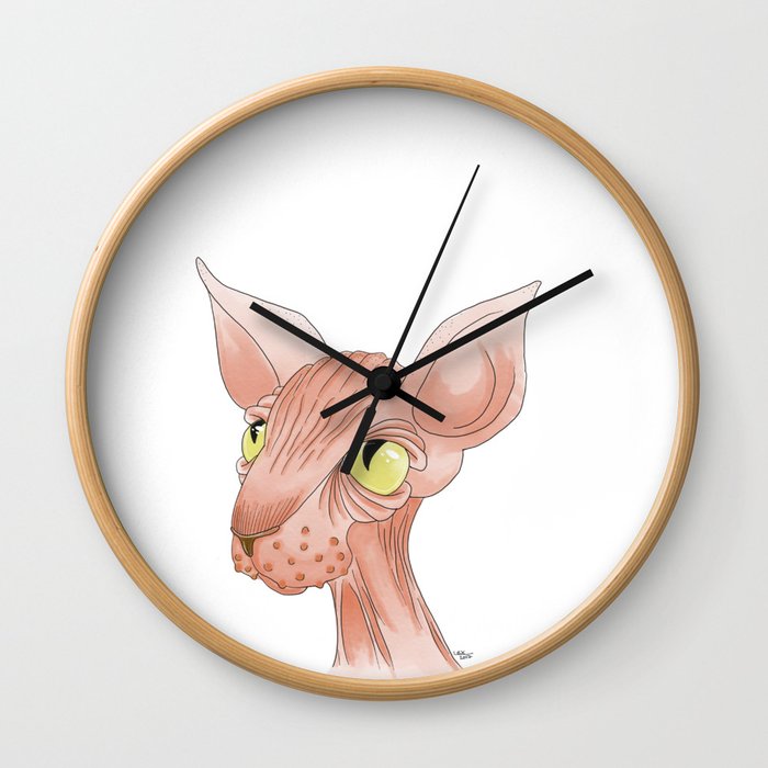 Pink Sphynx Wall Clock