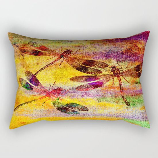 Mauritius Vintage Dragonflies Colours Rectangular Pillow