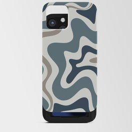 Liquid Swirl Abstract Pattern in Neutral Blue Gray on Off White iPhone Card Case
