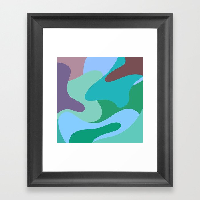 Rainbow Paint Splashes - deep blue purple green teal Framed Art Print
