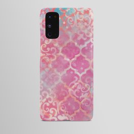 Layered Patterns - Pink, Coral, Turquoise and Cream Android Case