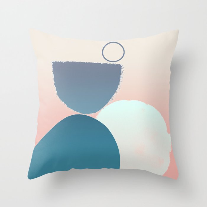 80s Arches and Circles Balance Pastel Throw Pillow