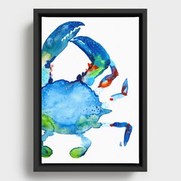 Blue Claw Crab - Nautical - Summer - Ocean - Sea Life Framed Canvas