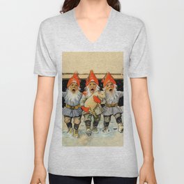 “Caroling Gnomes” by Jenny Nystrom V Neck T Shirt