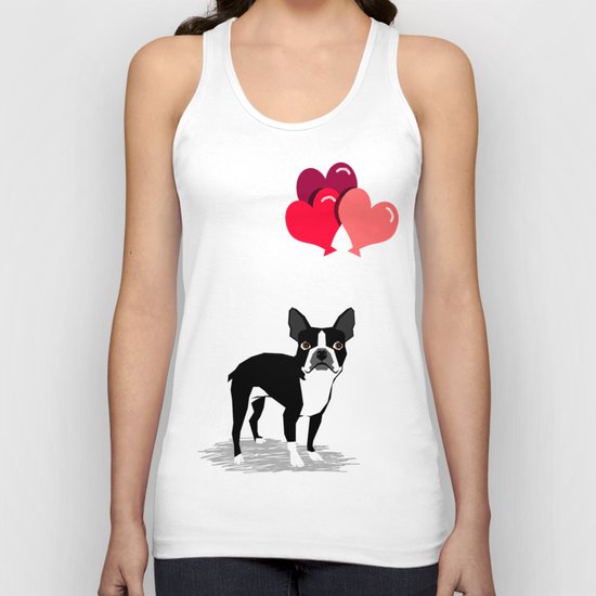 Boston Terrier Valentine heart balloons for pet owners and dog lovers gift for someone they love Unisex Tank Top