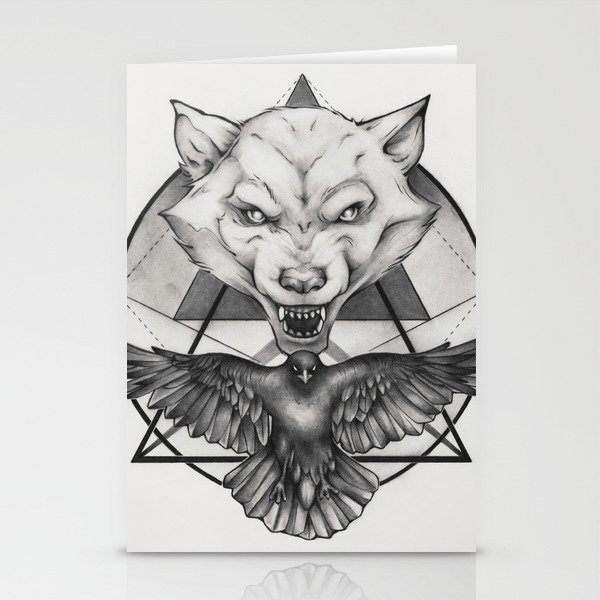 Wolf and Crow - Emblem Stationery Cards