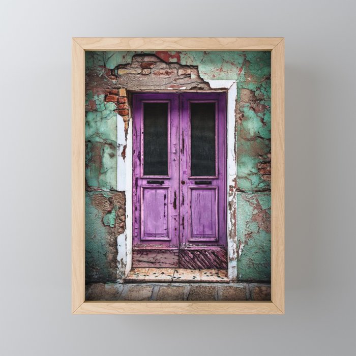 Vintage Light-Purple European Doorway Framed Mini Art Print