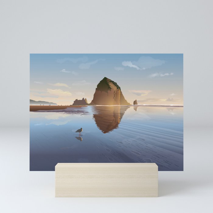 Haystack Rock at Beautiful Cannon Beach, Oregon  Mini Art Print
