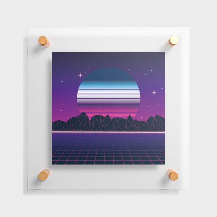 80s vaporwave sunset Floating Acrylic Print