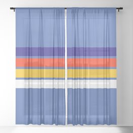 Classic Retro Stripes on Vintage Blue - Hundare Sheer Curtain