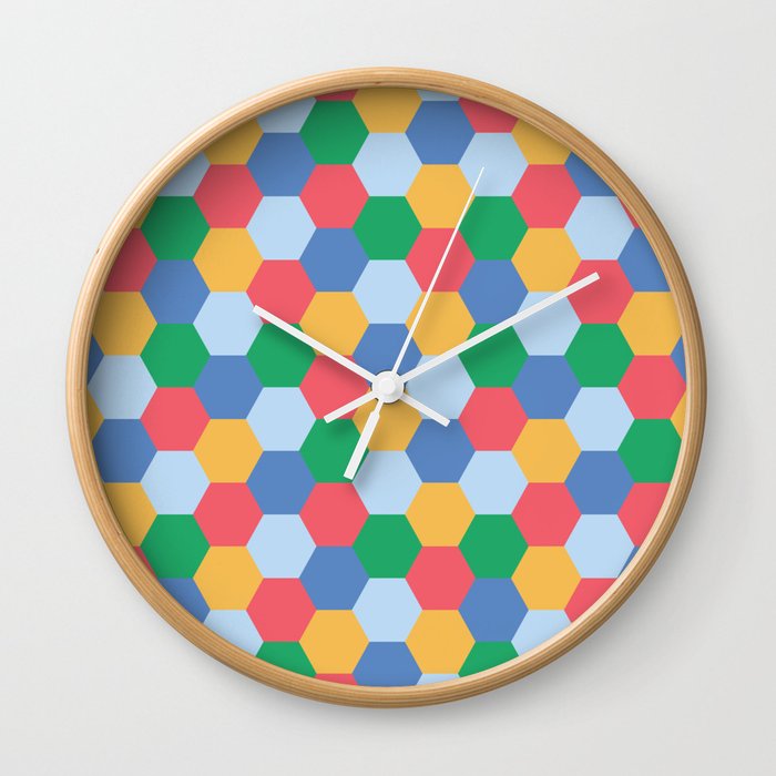 Colorful Hexagon polygon pattern. Digital Illustration background Wall Clock