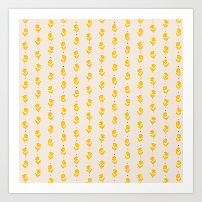 Simple Yellow - Floral pattern Art Print
